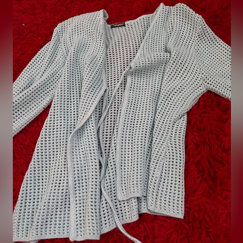 Baby blue tie in the front cardigan